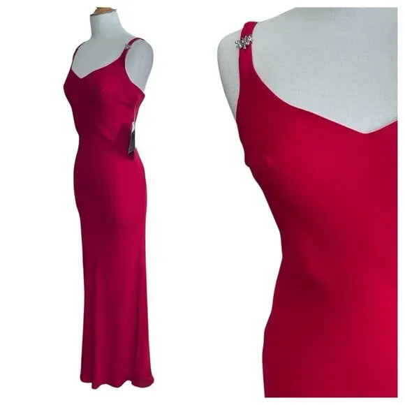 NWT Vintage Zum Zum Red Bias Cut Evening Gown - Size 9/10 - Picture 3 of 10